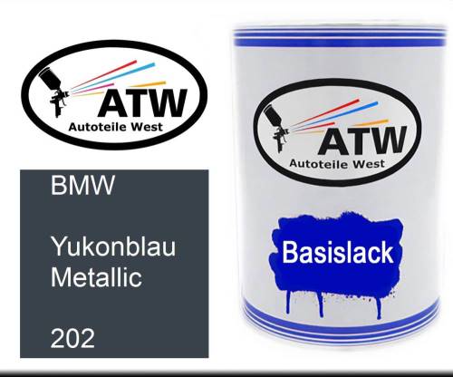 BMW, Yukonblau Metallic, 202: 500ml Lackdose, von ATW Autoteile West.